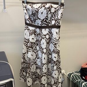 Ann Taylor Strapless Dress - Brown and White Floral